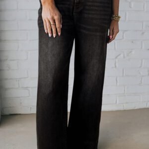 Black Acid Wash Contrast Lace-up Plus Size Jeans