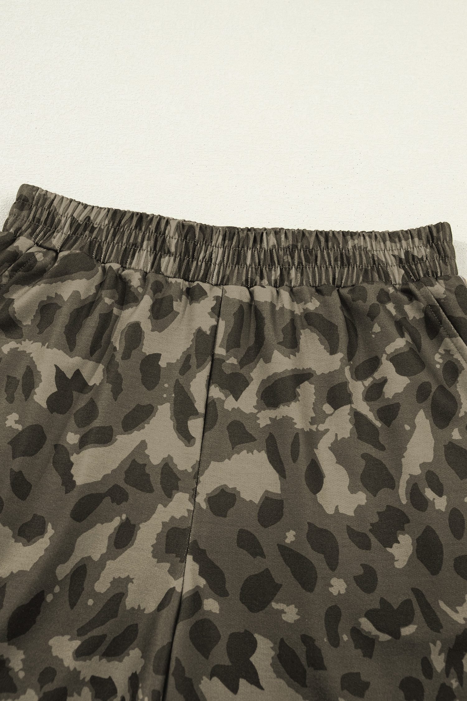 Brown Leopard Print Crew Neck Short Set