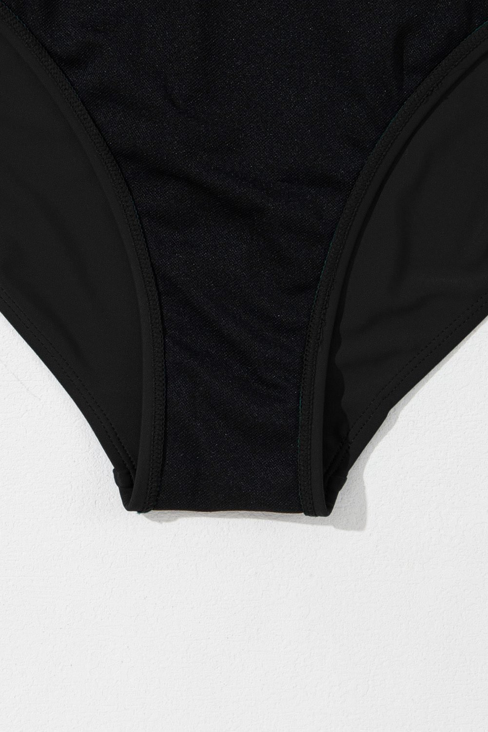 Black Ruffled Short Sleeve Lace Trim V Neck One Piece Swim Dress