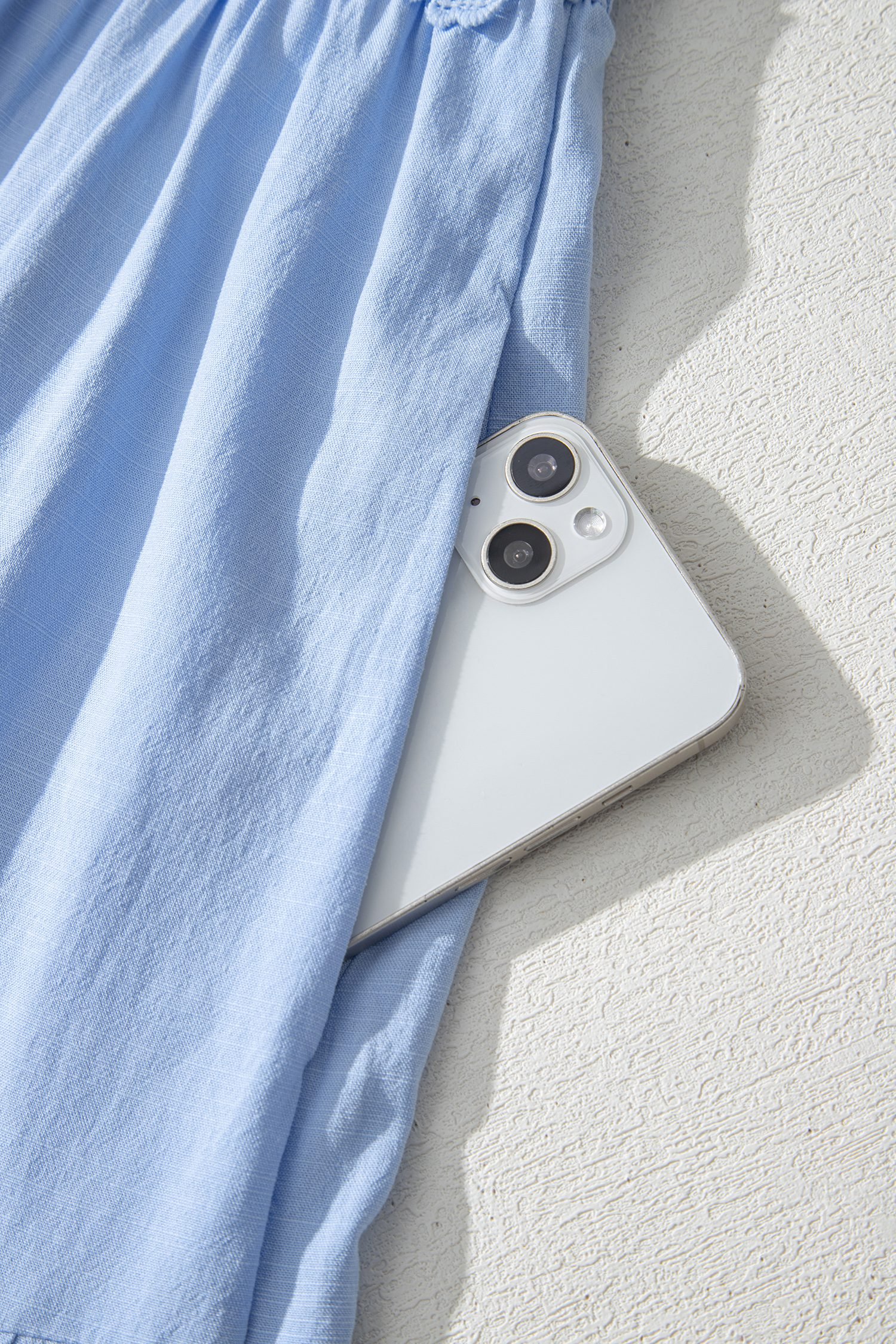 Beau Blue Flowy Short Sleeve Lace Detail Square Neck Tiered Midi Dress