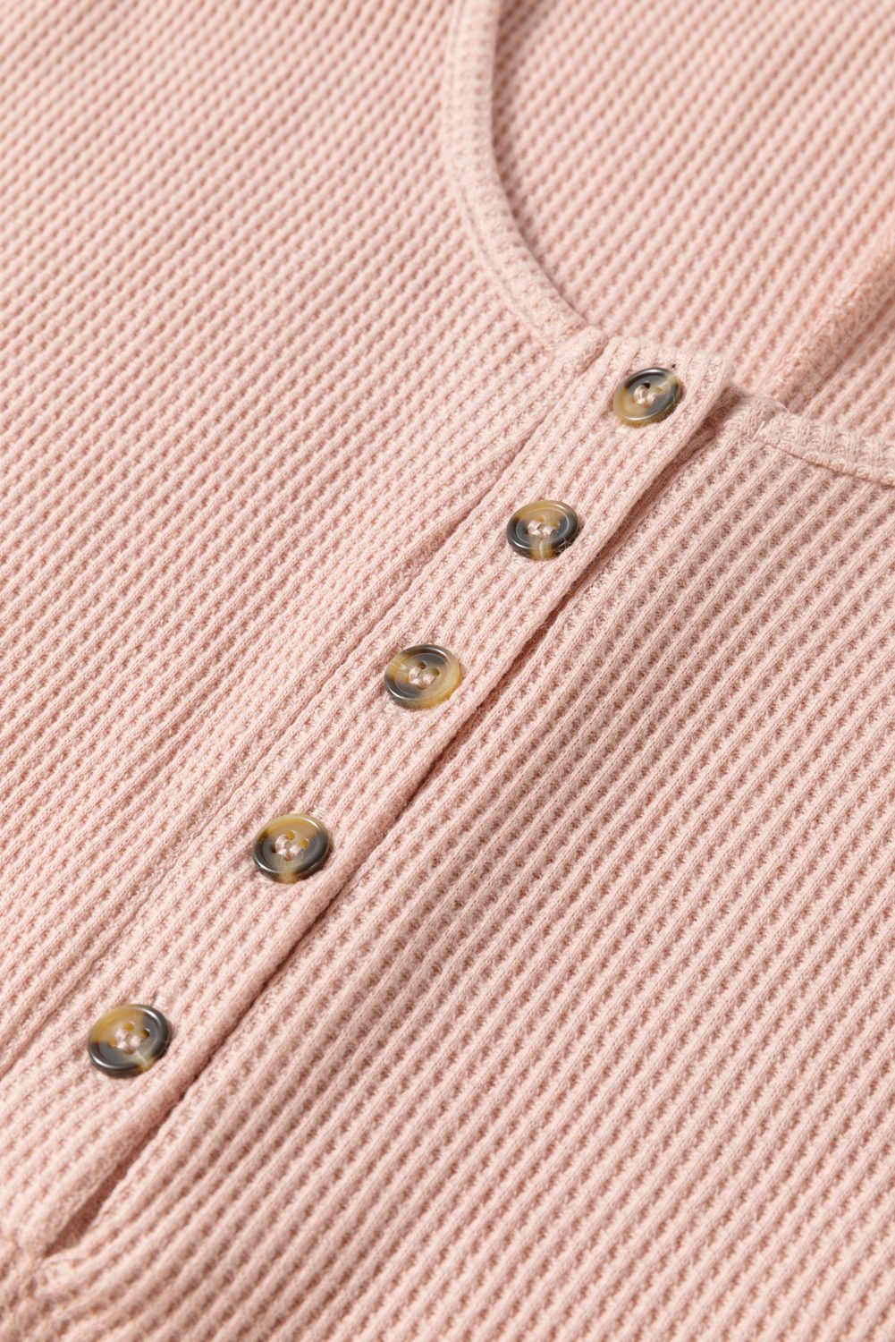 Light Pink Waffle Sleeveless U Neck Buttons Romper With Pockets