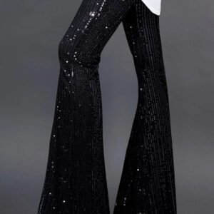 Black Sequin Wide Leg Pants