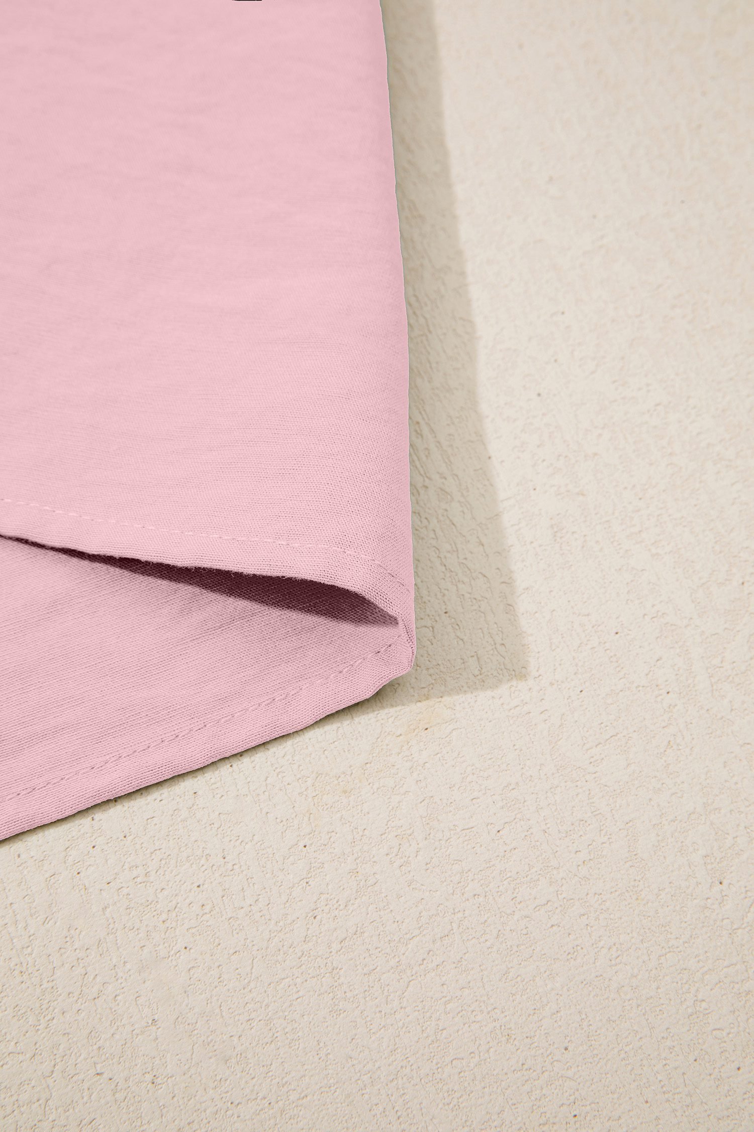 Light Pink Scallop Color Block Trim Puff Sleeve Mini Dress