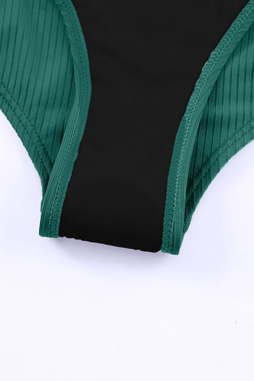Green Adjustable Straps Ribbed Knit One Piece Swimsuit