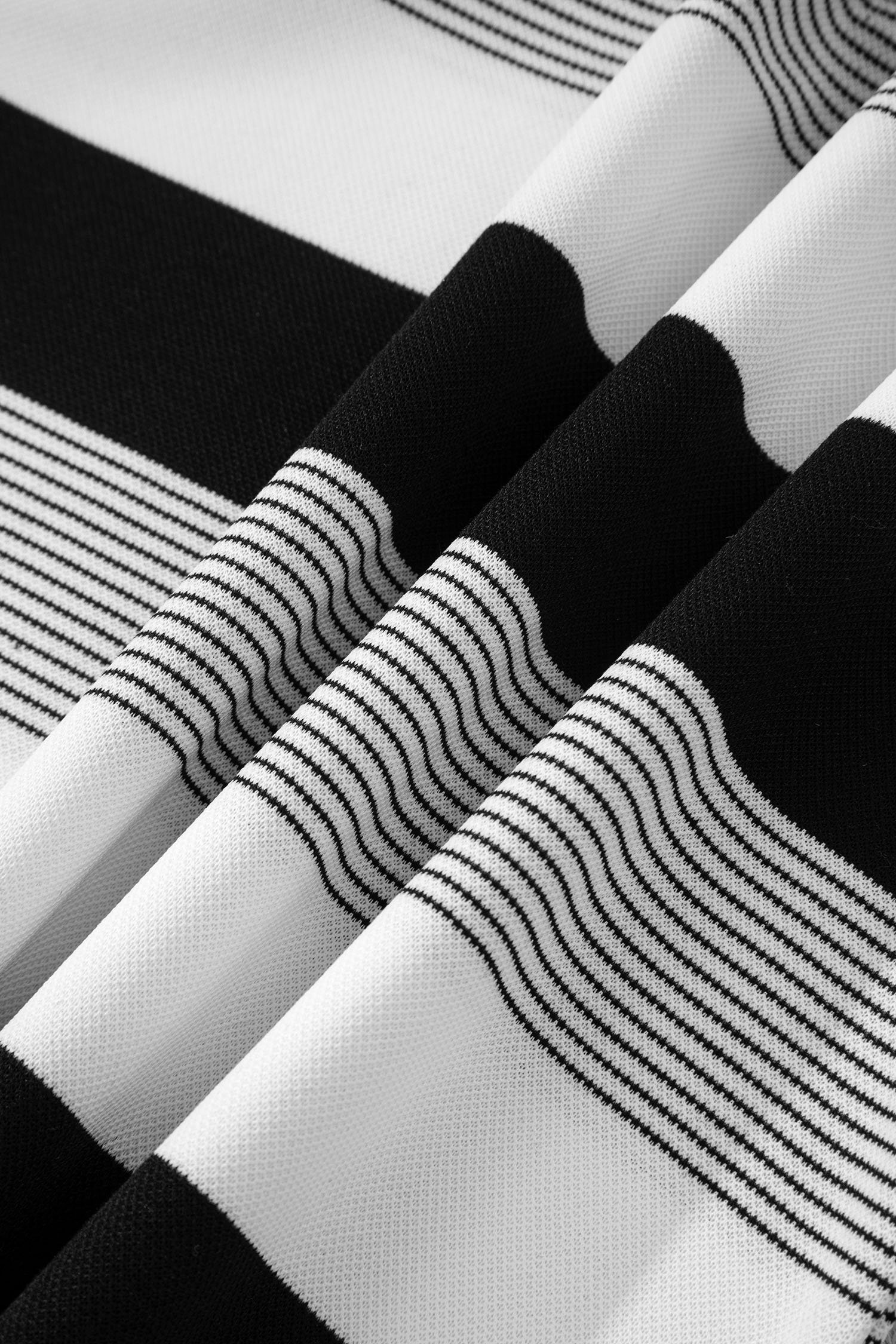 Black Stripe Mixed Print Crew Neck Cap Sleeve T Shirt