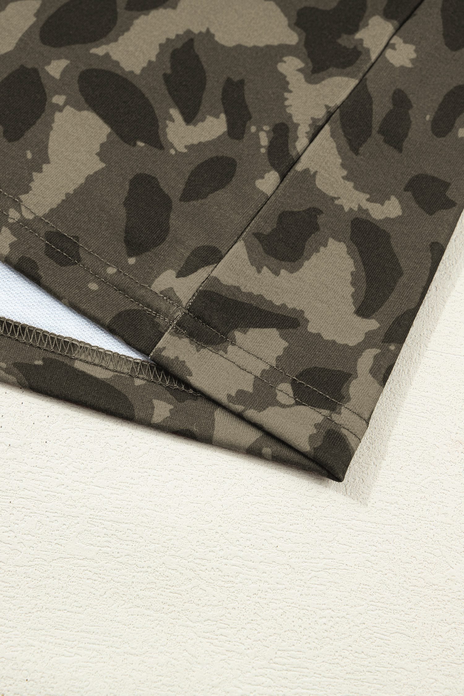 Brown Leopard Print Crew Neck Short Set