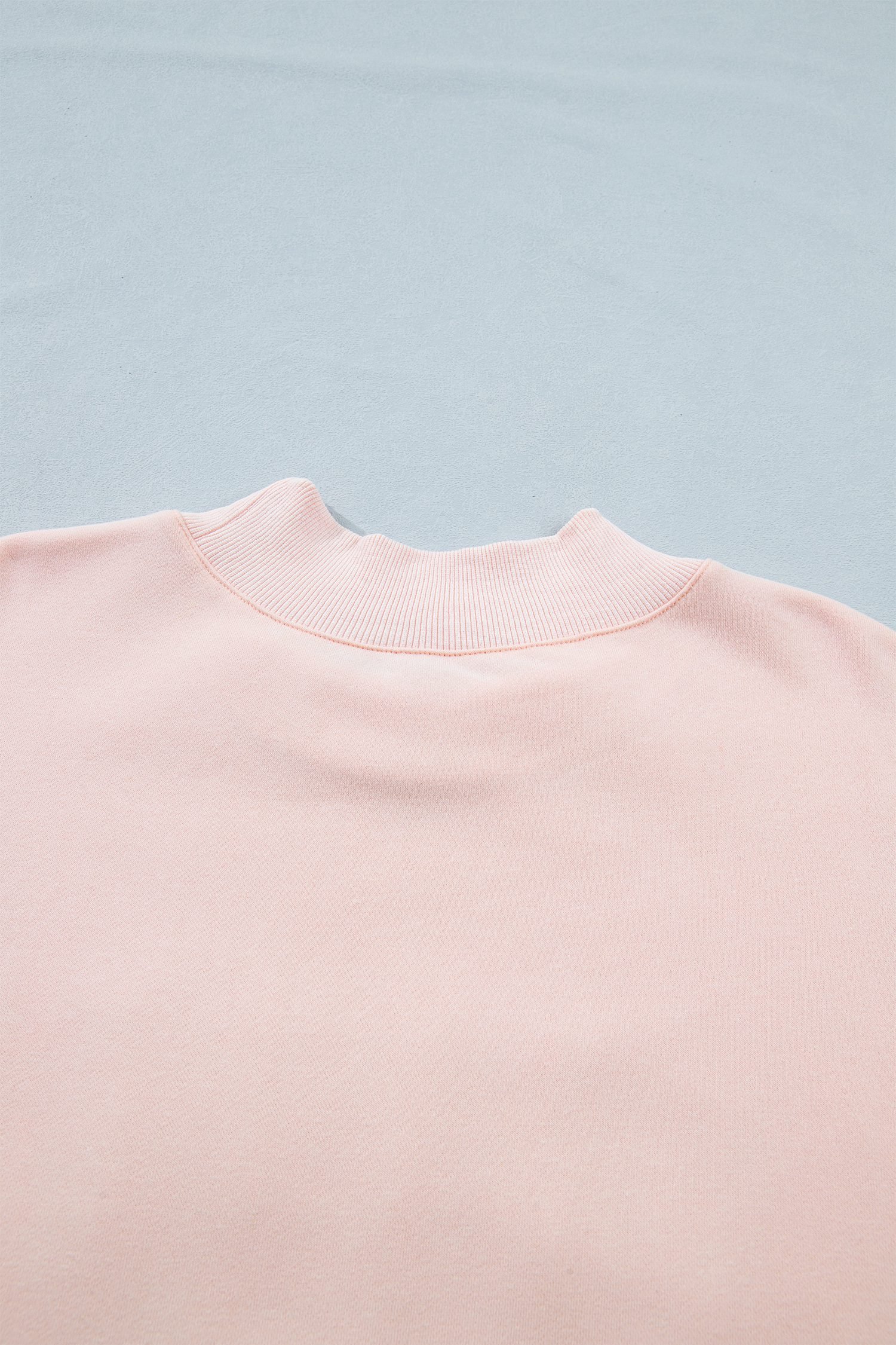 Light Pink BLESSED Embroidered Trim Patch Graphic Plus Size Mock Neck Sweatshirt