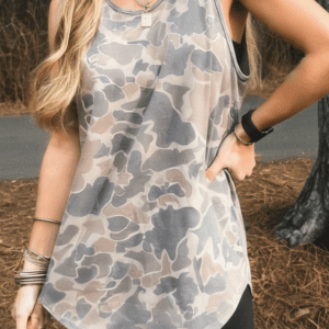Multicolour Retro Camouflage Print Oversize Tank Top