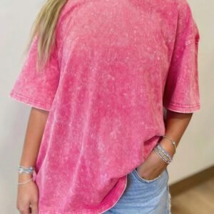 Sachet Pink Solid Color Cotton Mineral Washed Oversize Tee