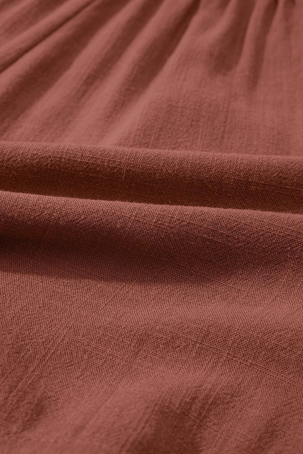 Chestnut Lace Splicing Drawstring Elastic Waist Loose Linen Shorts