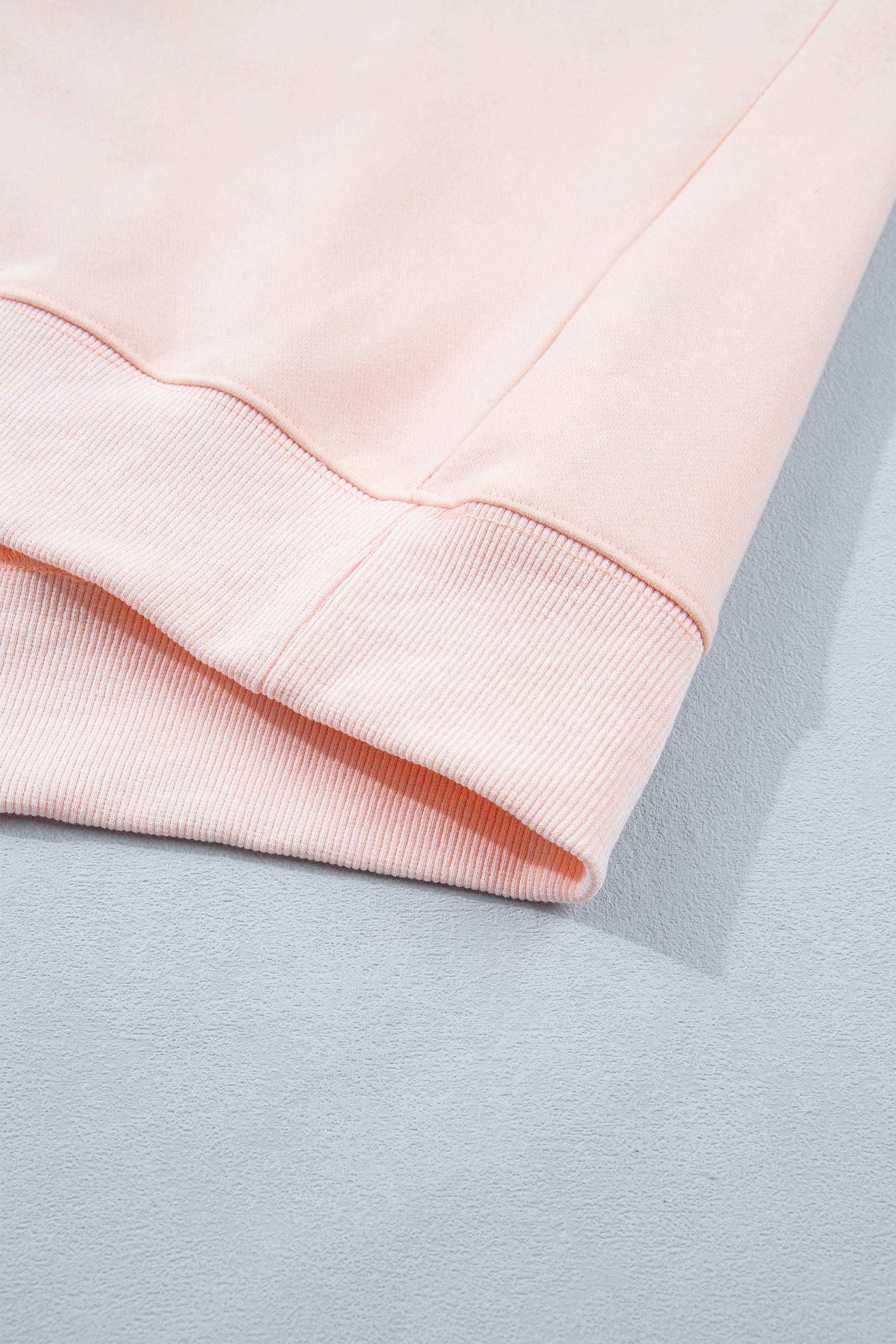 Light Pink BLESSED Embroidered Trim Patch Graphic Plus Size Mock Neck Sweatshirt