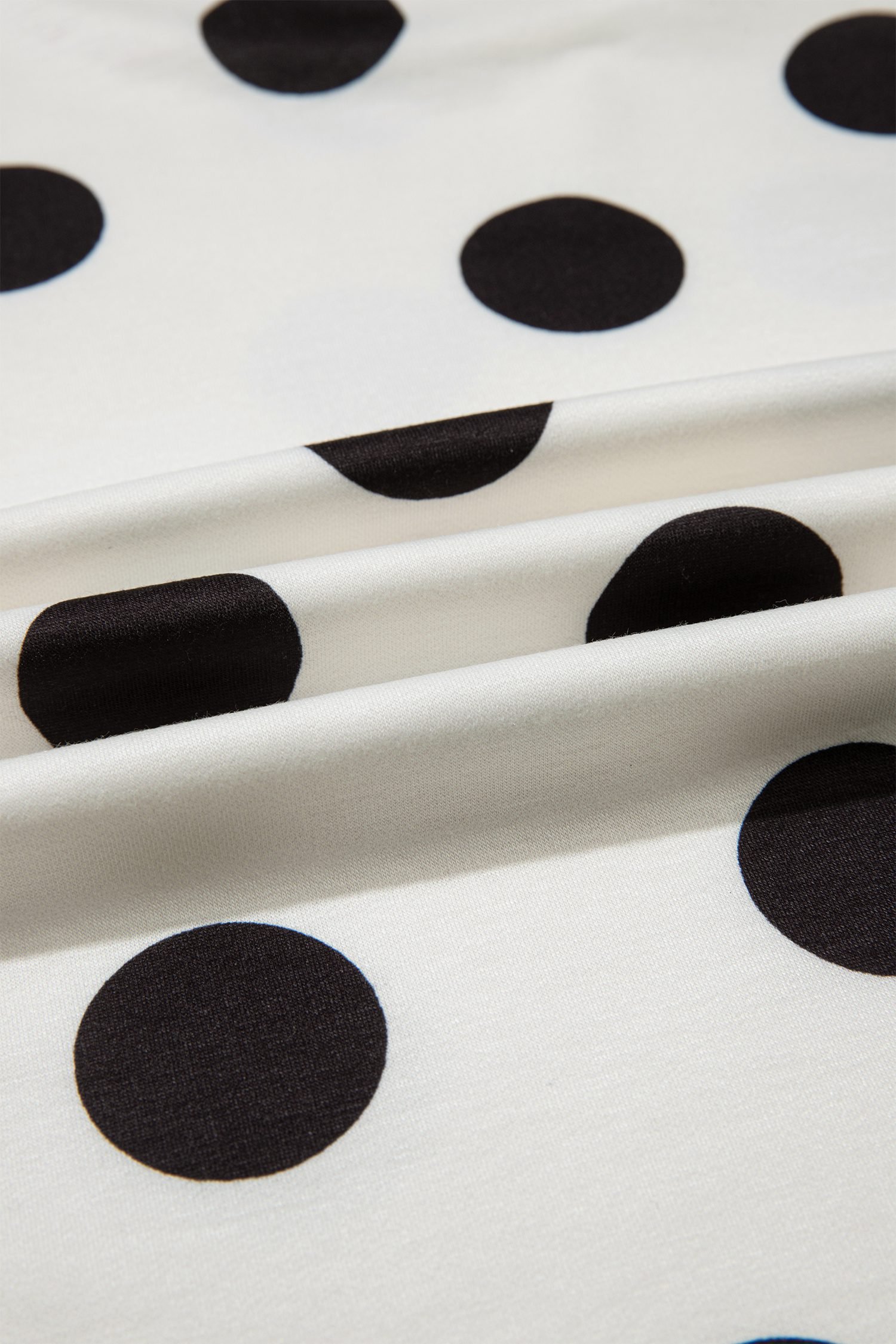 Black Polka Dot Print Loose Tee Drawstring Elastic Waist Short Set