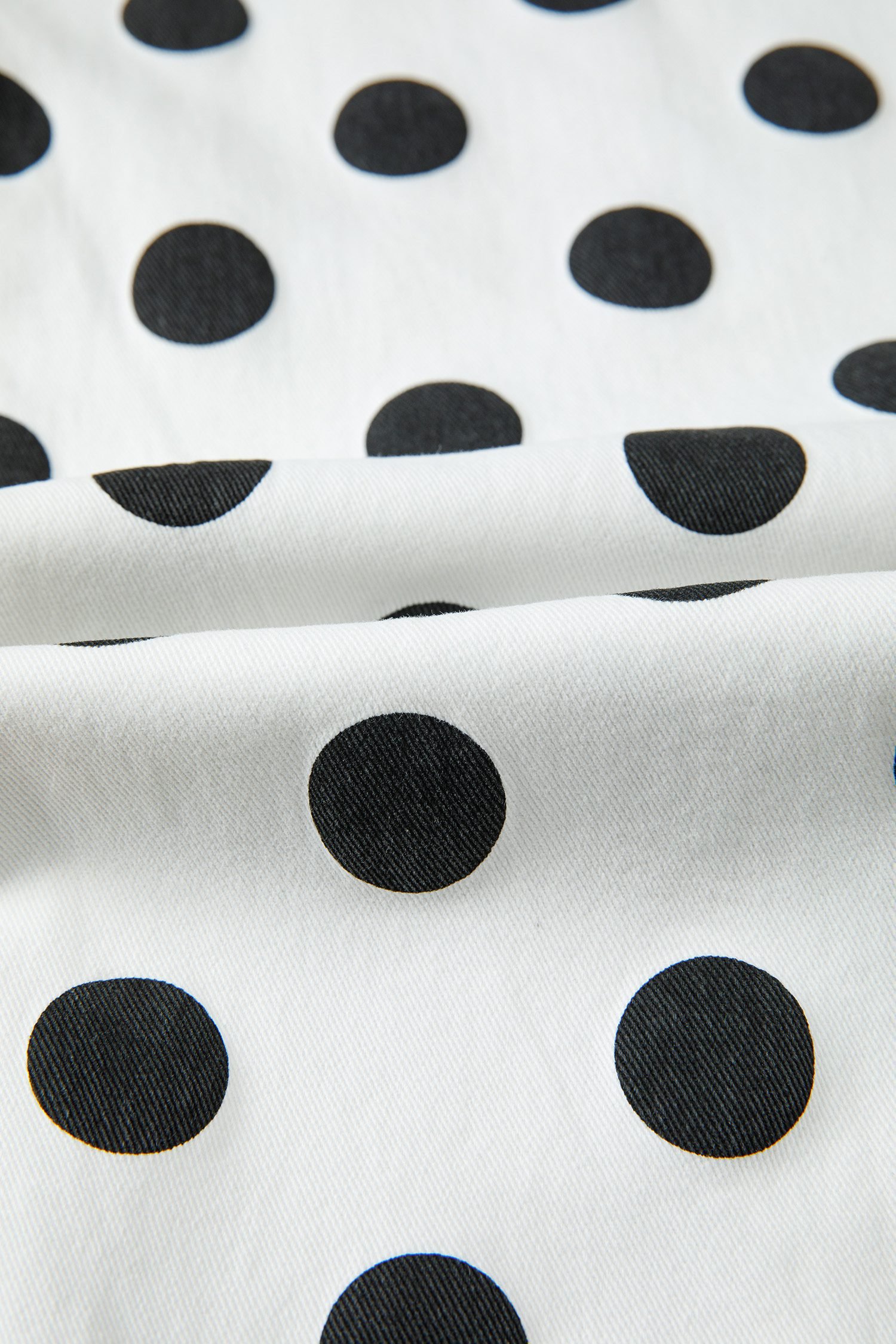White Polka Dot Print Bow Detail Pocketed Jeans