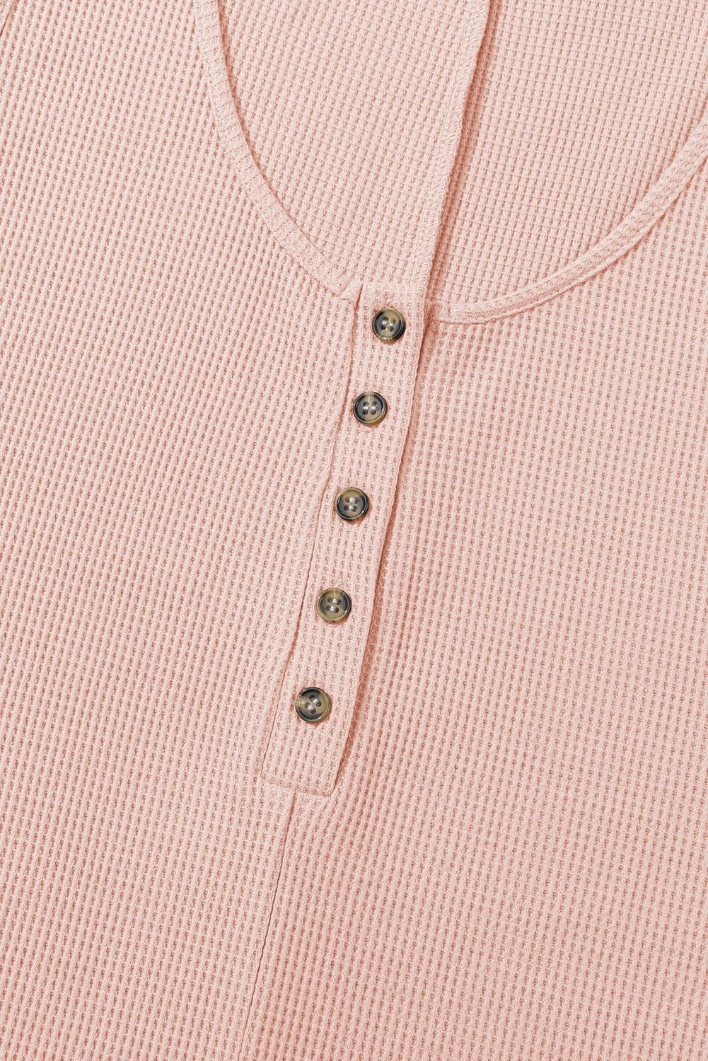 Light Pink Waffle Sleeveless U Neck Buttons Romper With Pockets