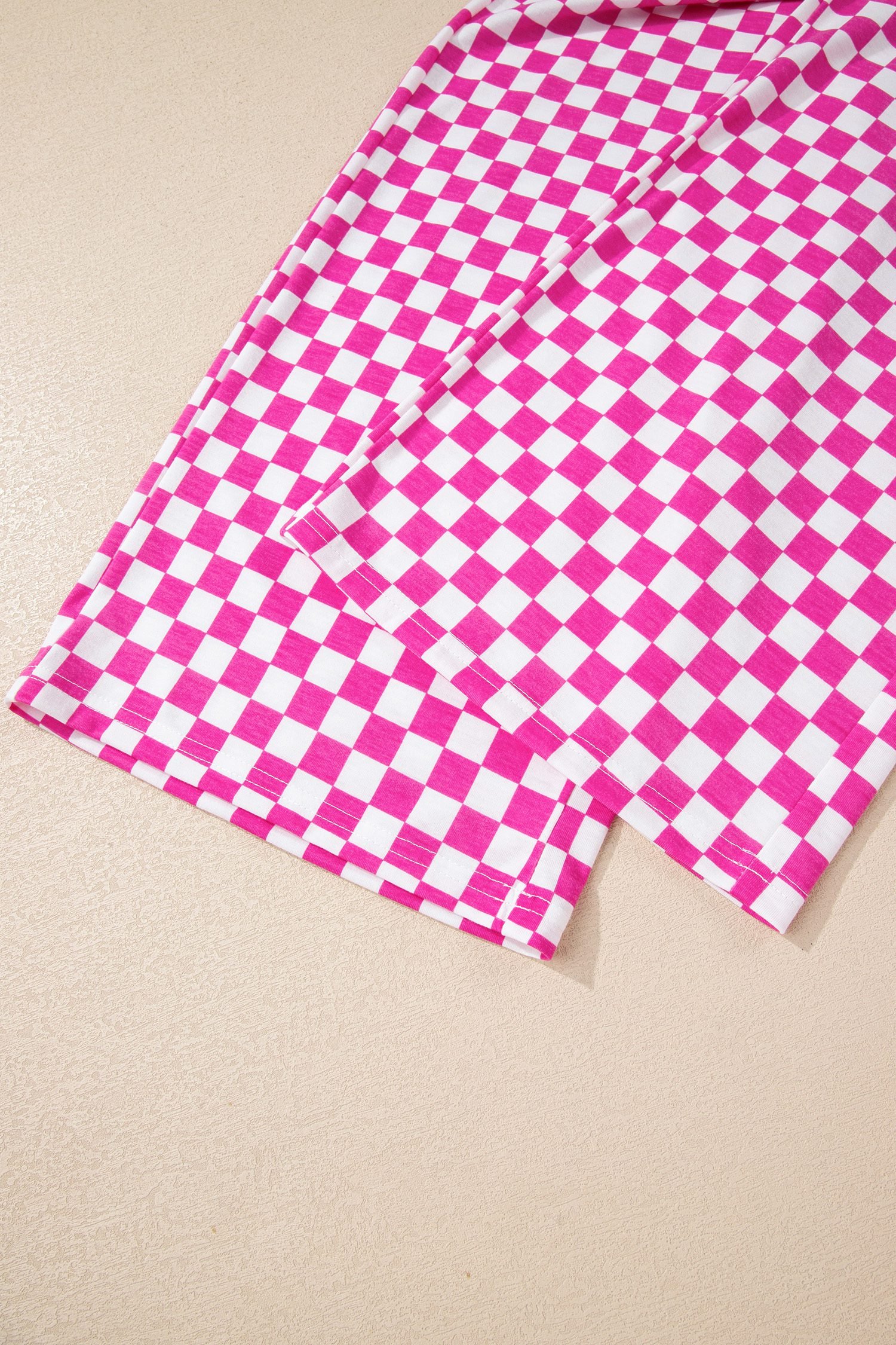 Rose Checkered Print Half Sleeve Tee 2pcs Lounge Pant Set