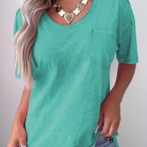 Mint Green Cotton Mineral Wash T Shirt