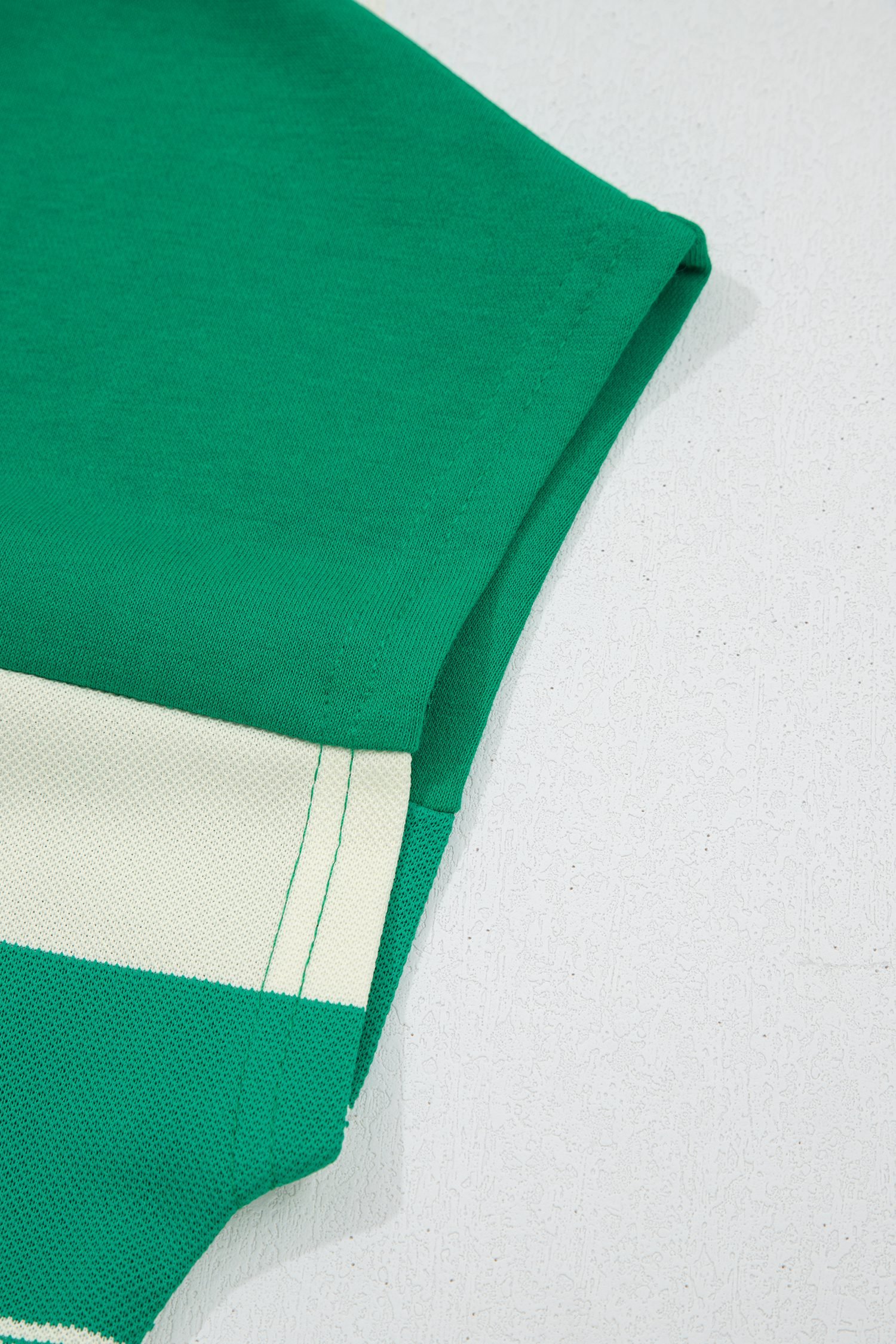 Green Stripe Mixed Print Crew Neck Cap Sleeve T Shirt