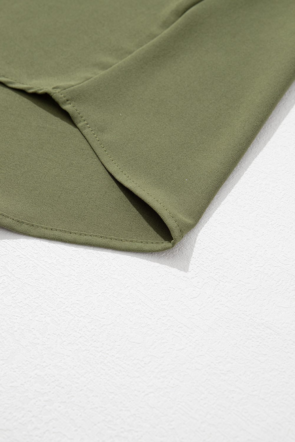 Green Lace Trim V Neck Short Sleeve Blouse