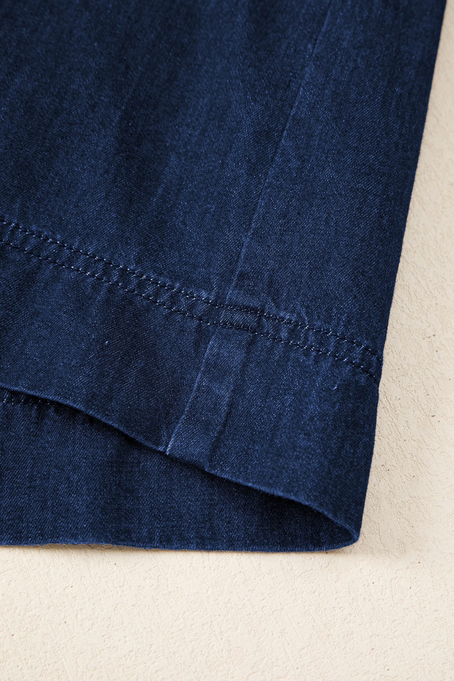 Sail Blue Full Buttons Collared Short Bubble Sleeve Long Denim Dress