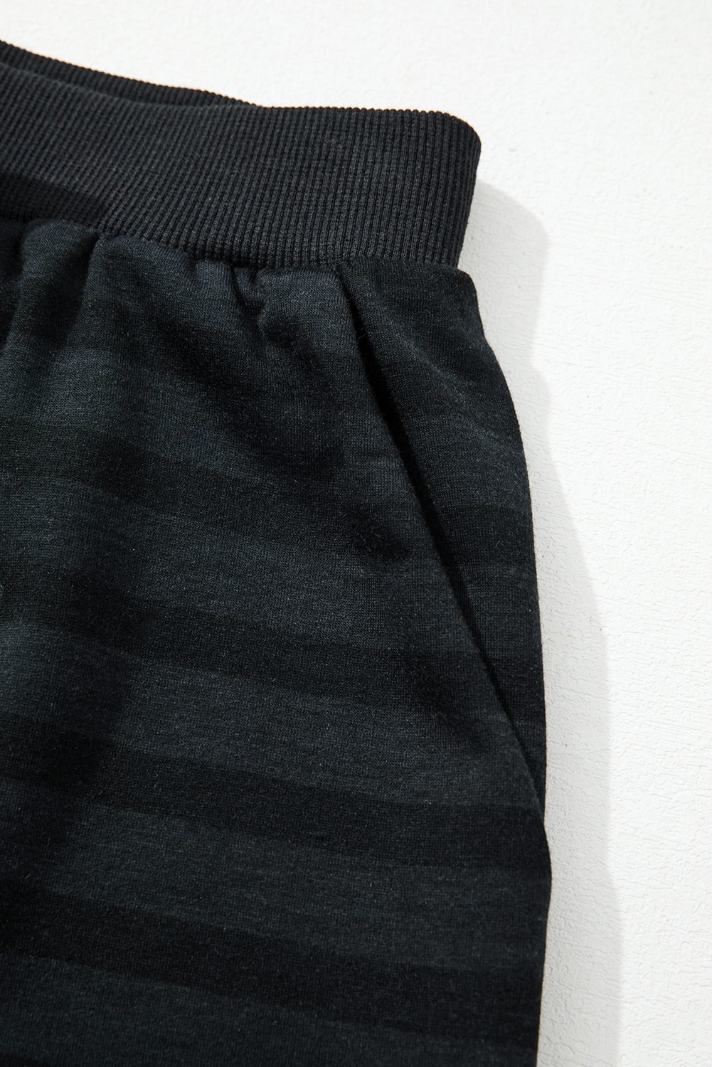 Gray Printed Stripe Long Sleeve Satin Tie Shorts Two Piece Set