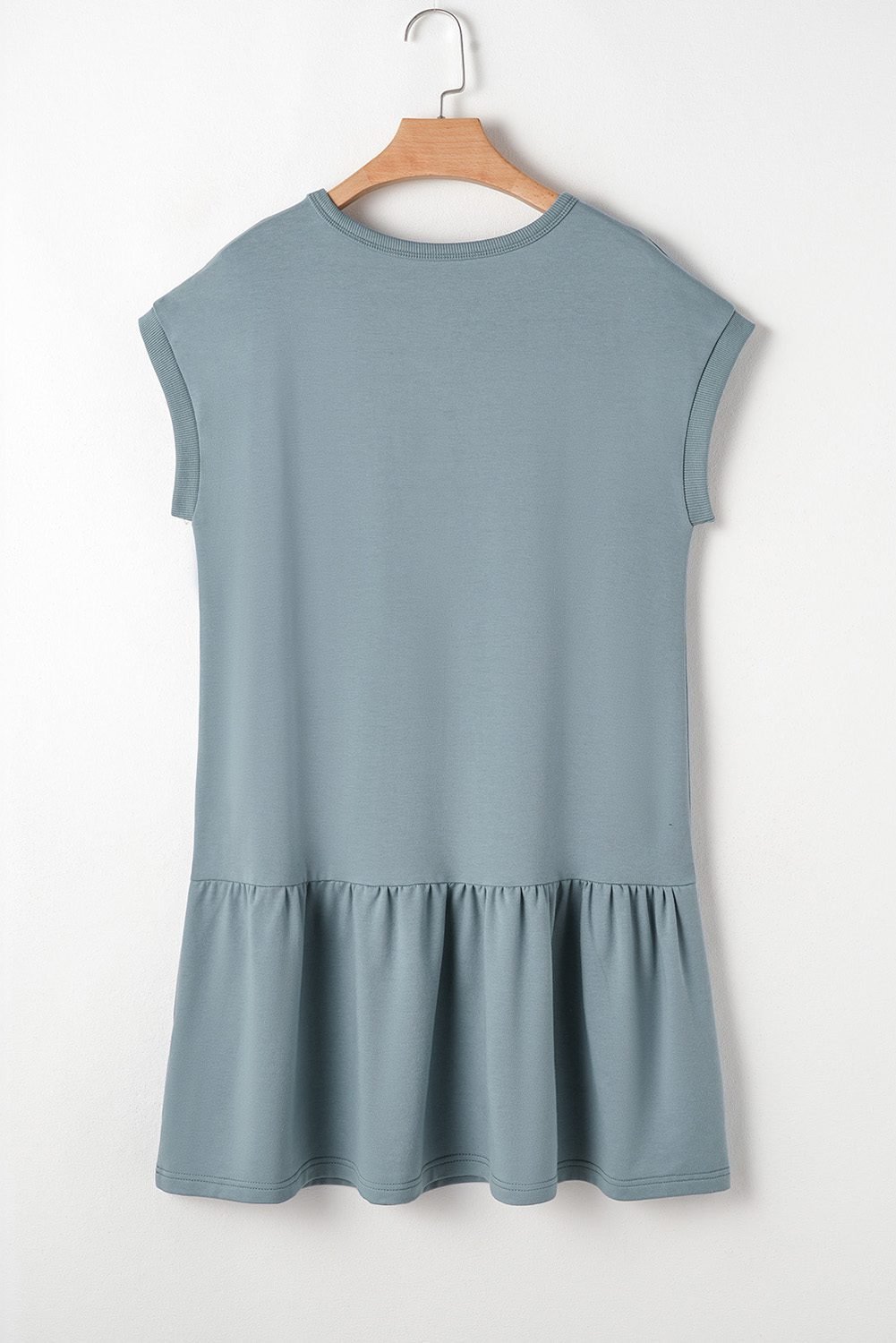 Ashleigh Blue Solid Color Cap Sleeve Drop Waist T Shirt Dress