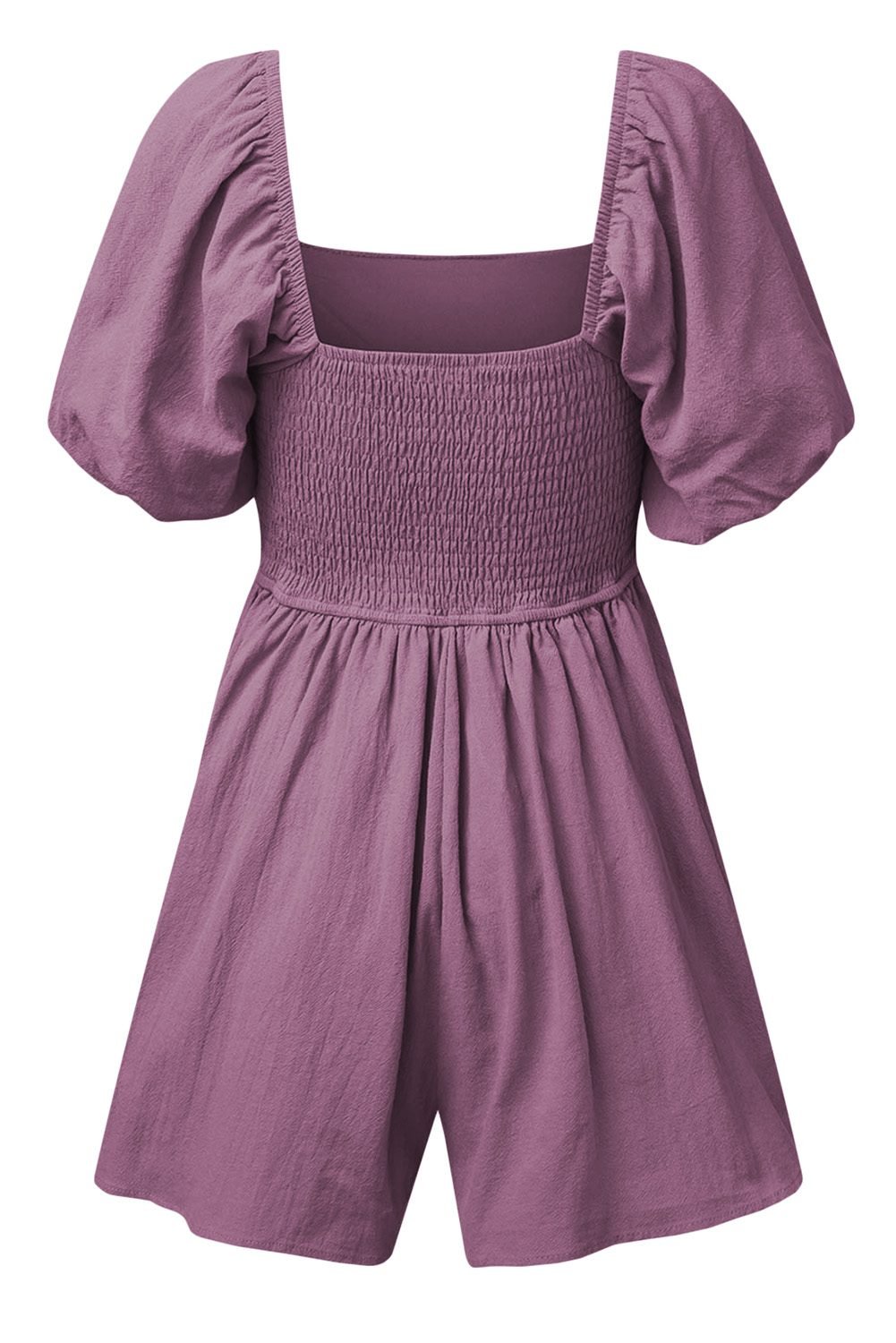Valerian Square Neck Ruched Puff Sleeve Romper