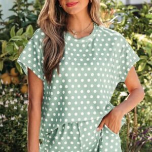 Green Polka Dot Print Short Set