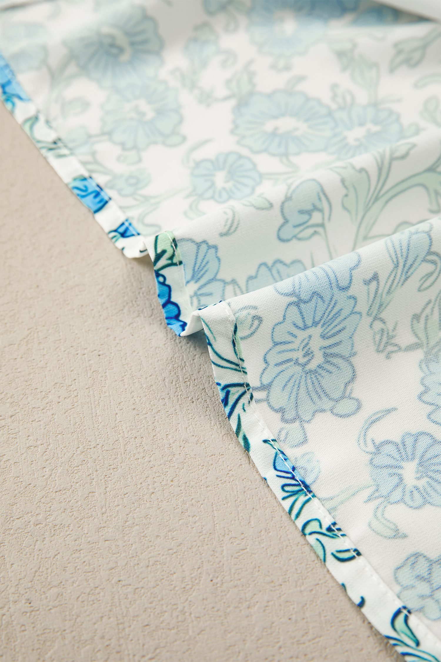 Sky Blue Floral Print Striped Patchwork Bow Knot Straps Mini Dress