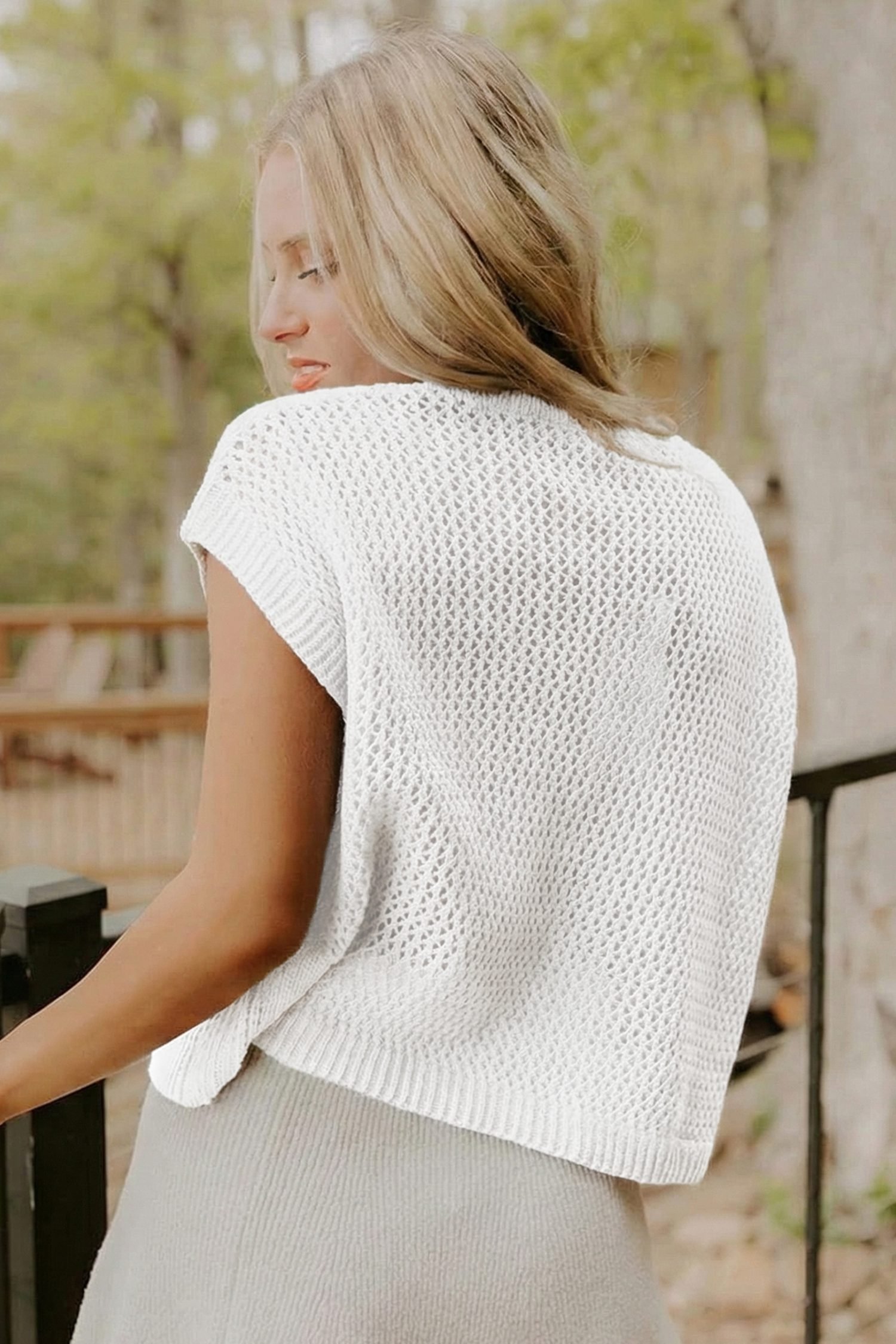 White Flag Graphic Short Sleeve Sweater Top