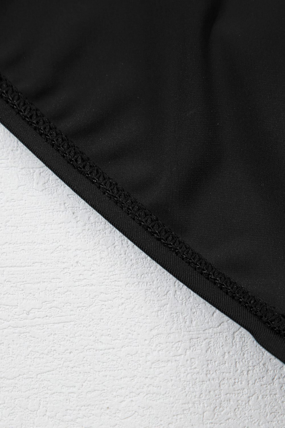 Black Ruffled Short Sleeve Lace Trim V Neck One Piece Swim Dress