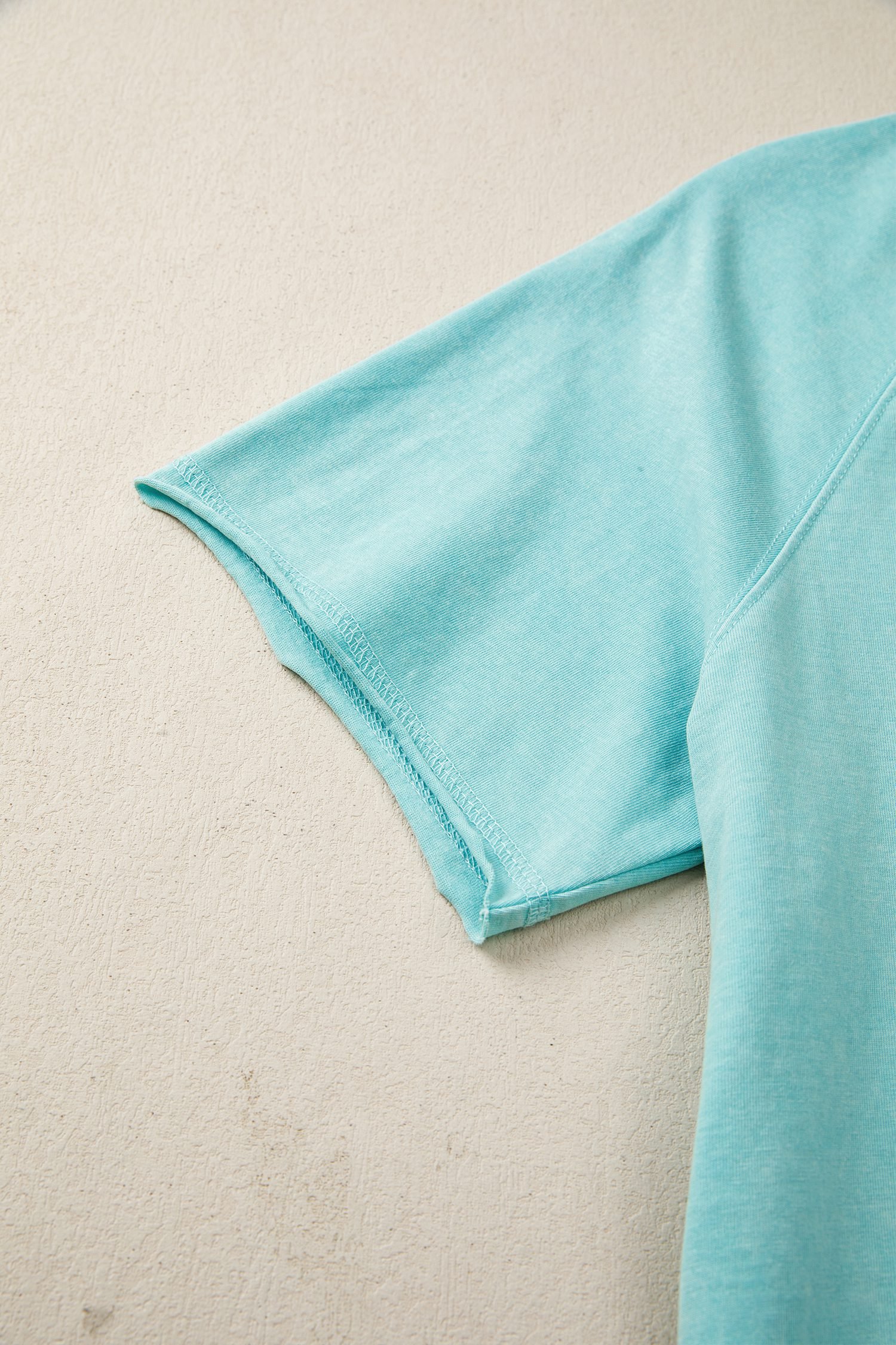 Mint Green Mineral Wash Raglan Sleeve Boxy Fit Cropped Tee
