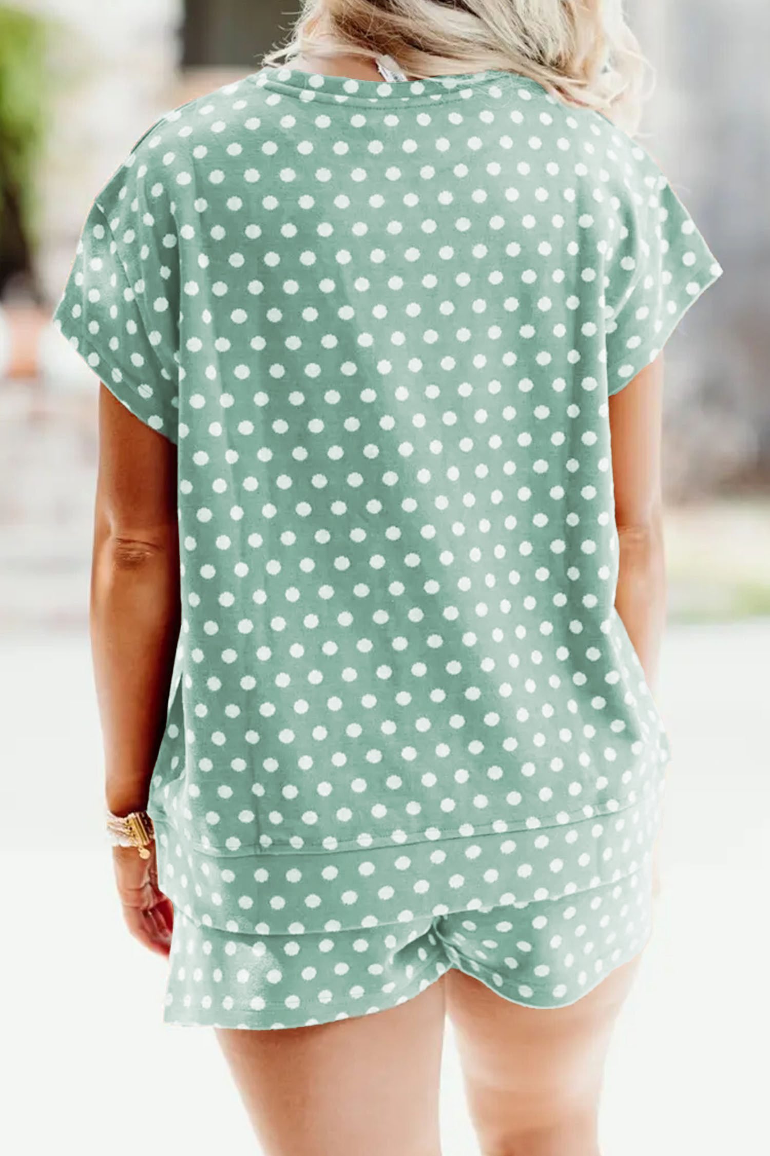 Green Polka Dot Print Short Set