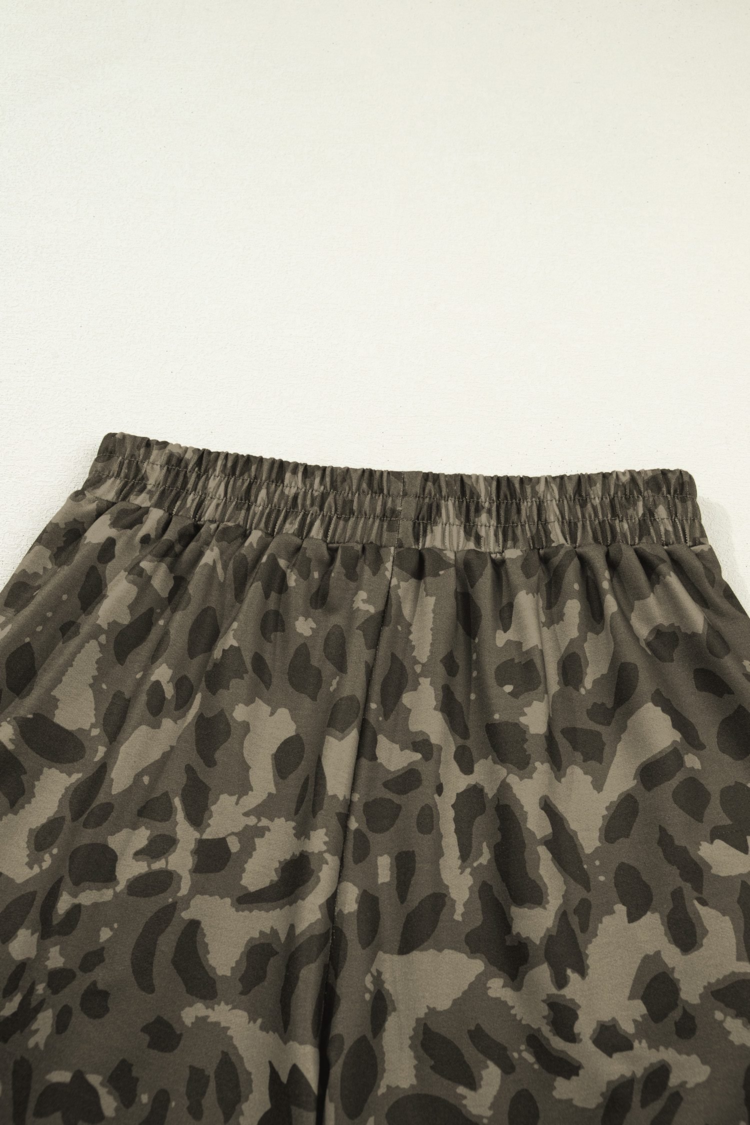 Brown Leopard Print Crew Neck Short Set