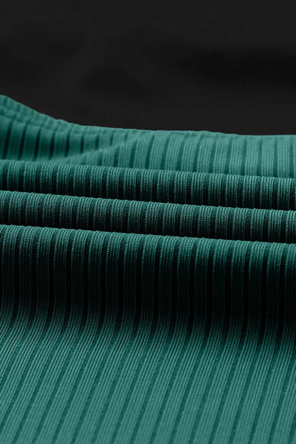 Green Adjustable Straps Ribbed Knit One Piece Swimsuit