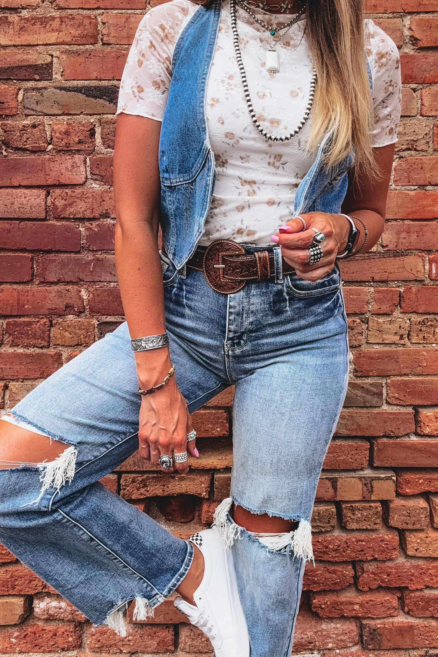 White Mock Neck Short Sleeve Floral Mesh Top