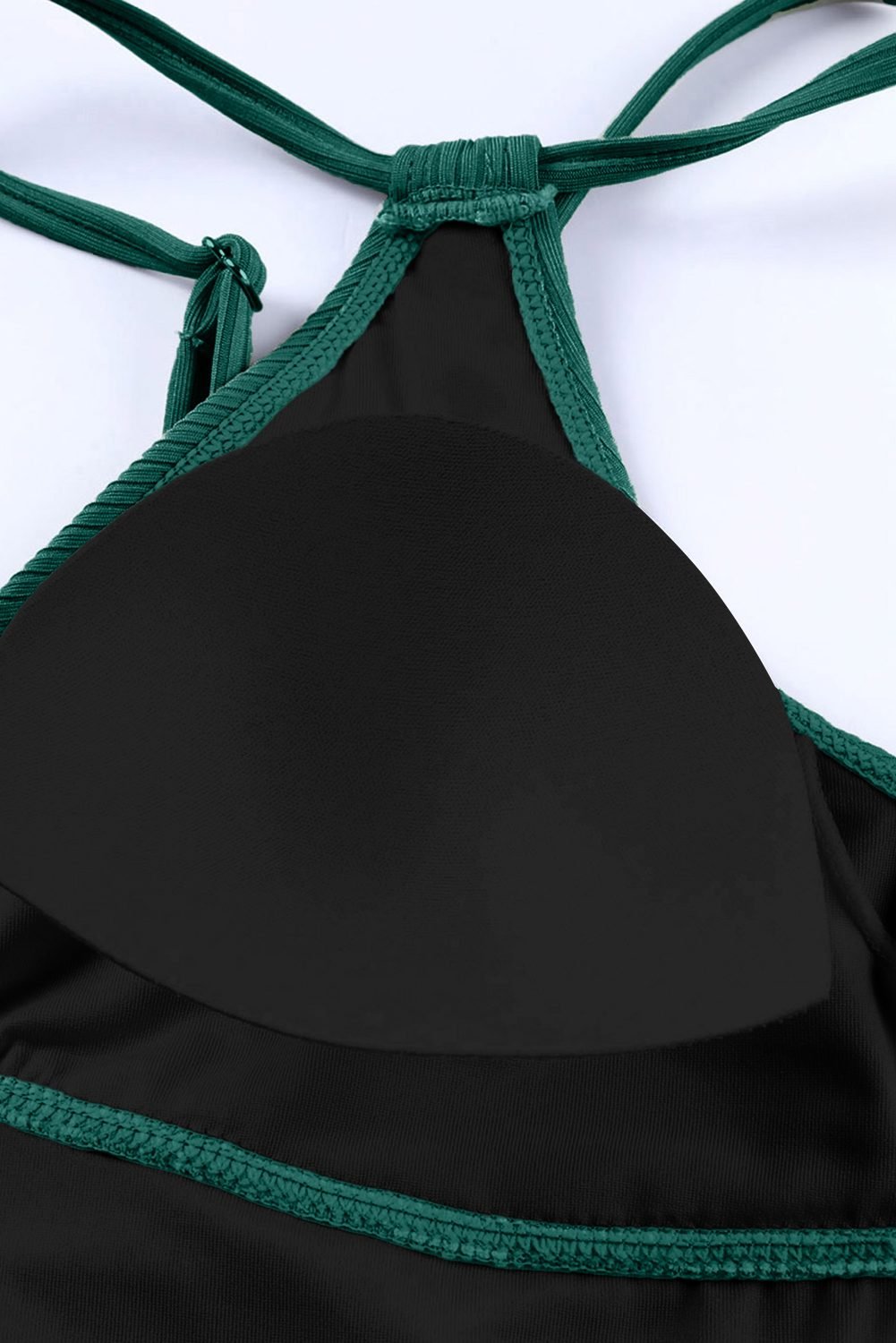 Green Adjustable Straps Ribbed Knit One Piece Swimsuit