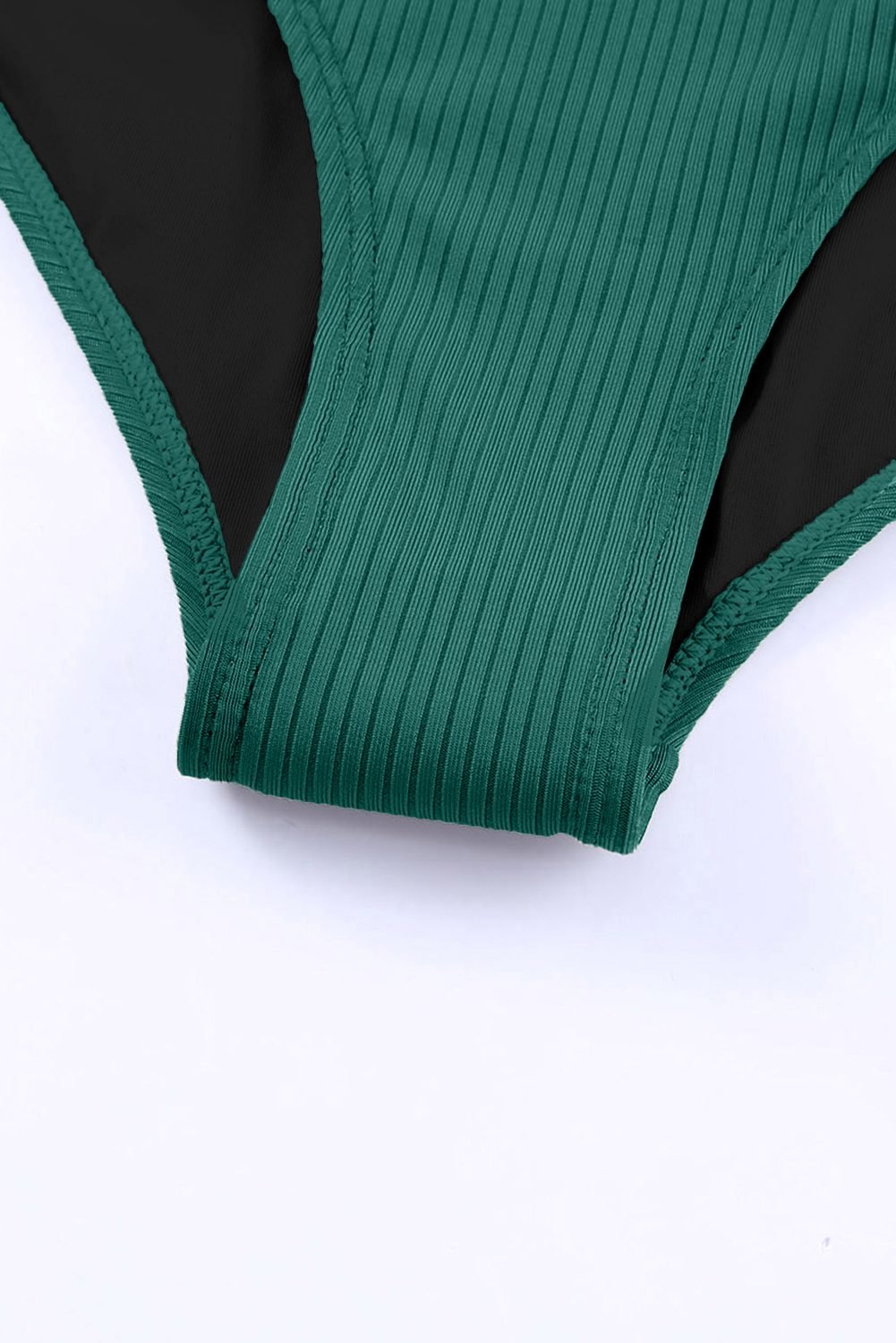 Green Adjustable Straps Ribbed Knit One Piece Swimsuit