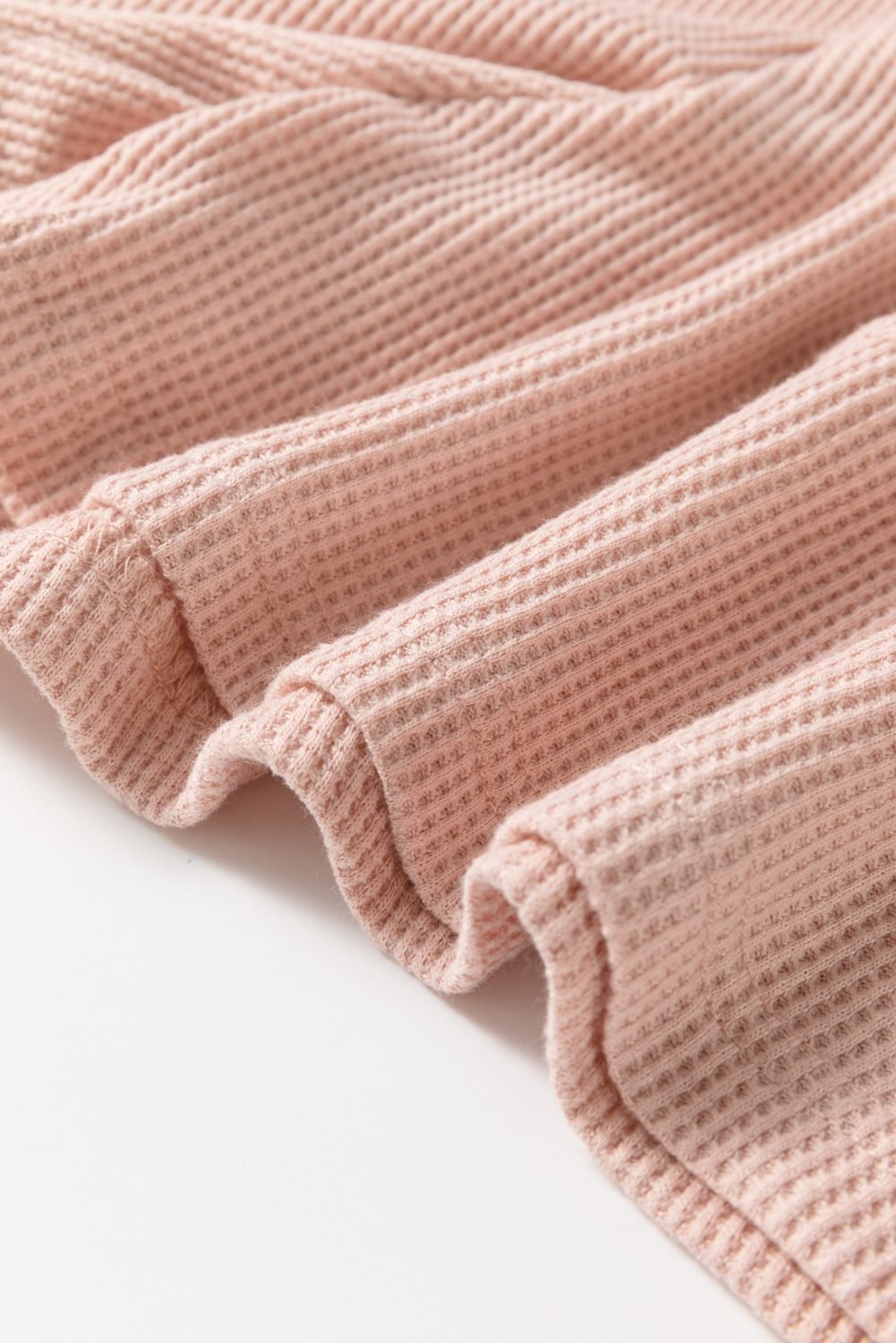 Light Pink Waffle Sleeveless U Neck Buttons Romper With Pockets