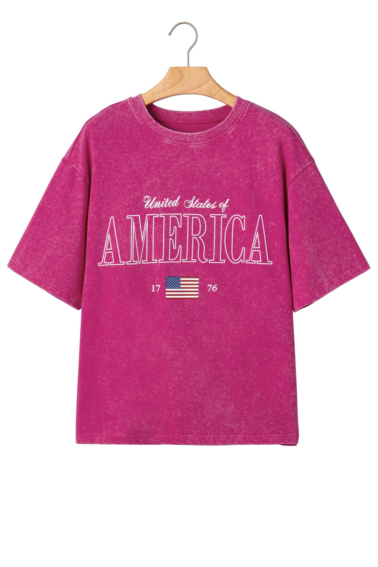 Rose Red AMERICA 1776 Graphic Mineral Wash Cotton Tee