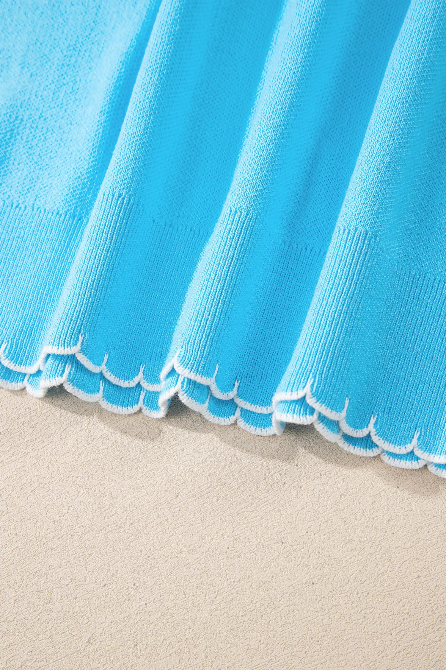 Light Blue Big Ribbon Bow Print Contrast Stitch Trim Drop Shoulder Sweater