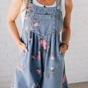 Myosotis Floral Print Denim Shortalls
