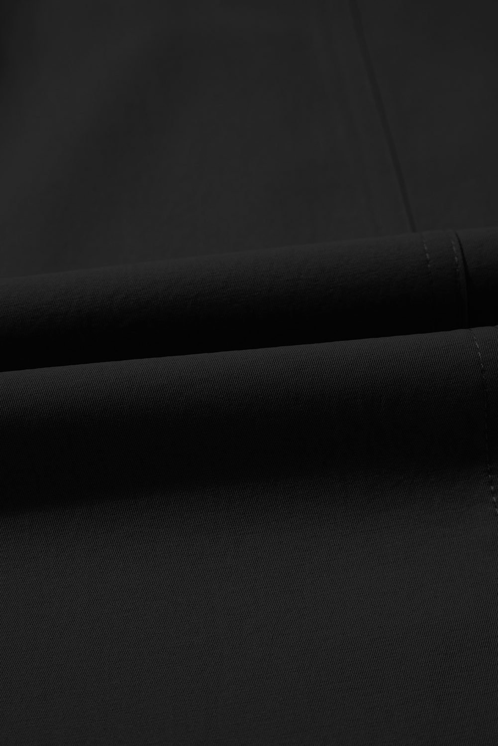 Black Solid Color Drawstring Elastic Waist Casual Loose Pants