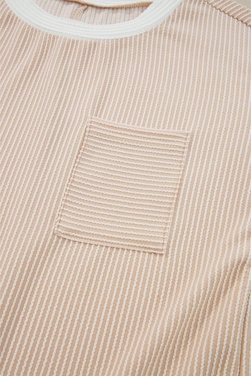 Apricot Twisted Ribbed Color Block Trim T Shirt Shift Dress