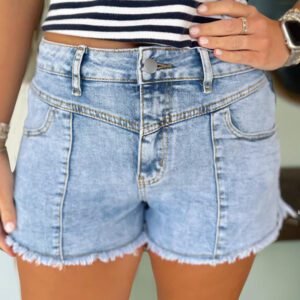 Myosotis High Waist Frayed Denim Shorts