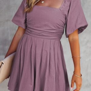 Valerian Square Neck Ruched Puff Sleeve Romper