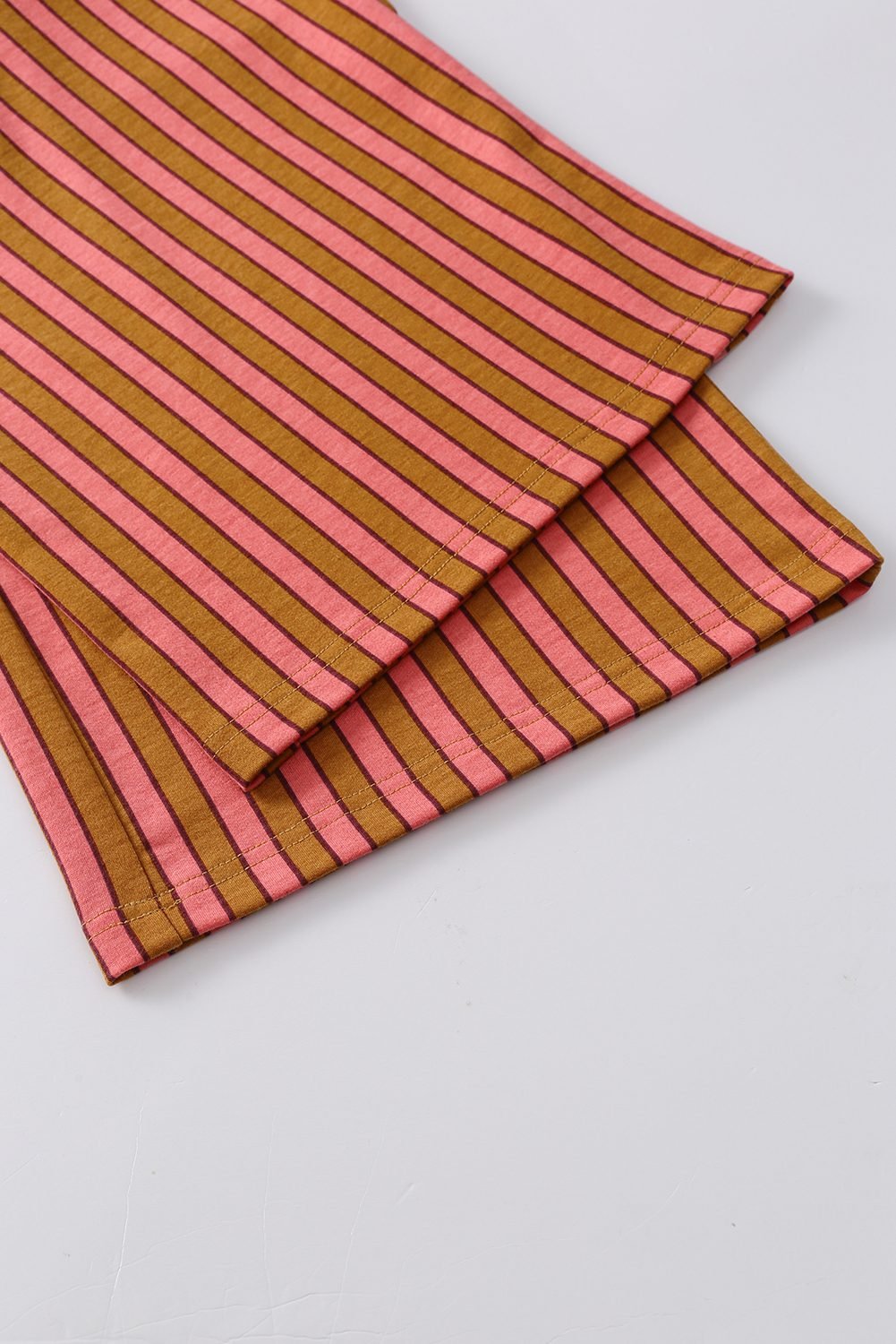 Red Stripe Button Pocket Tie Waist Casual Wide Leg Pants