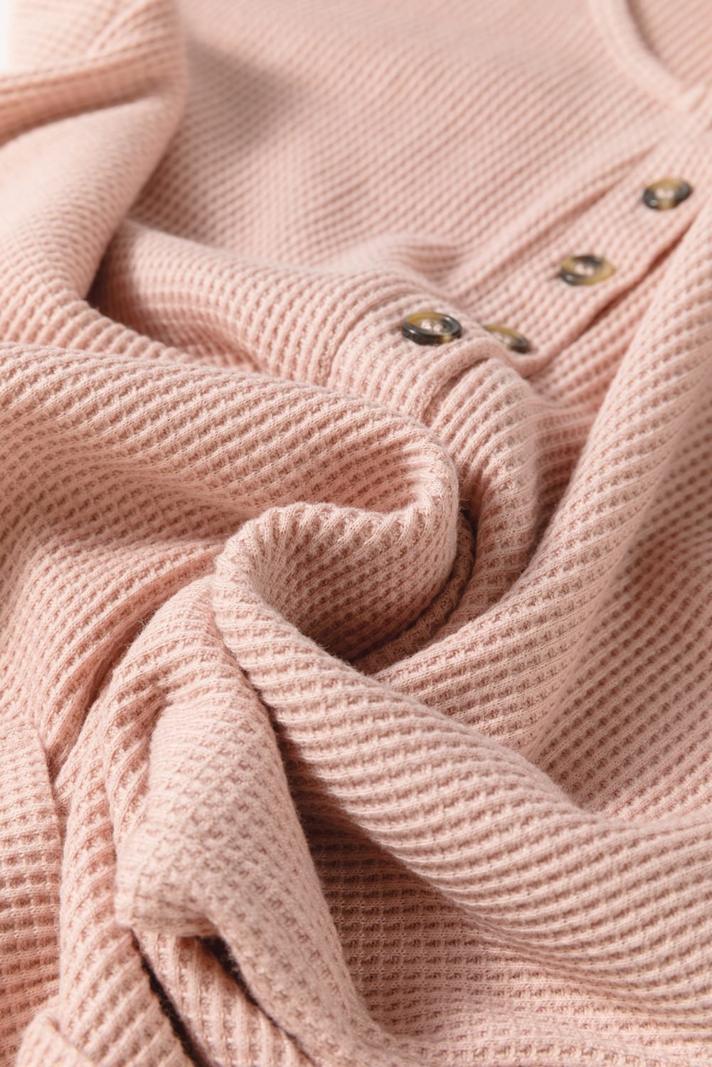 Light Pink Waffle Sleeveless U Neck Buttons Romper With Pockets