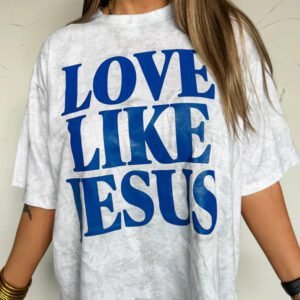 Gray Love Like Jesus Camouflage Oversized T Shirt