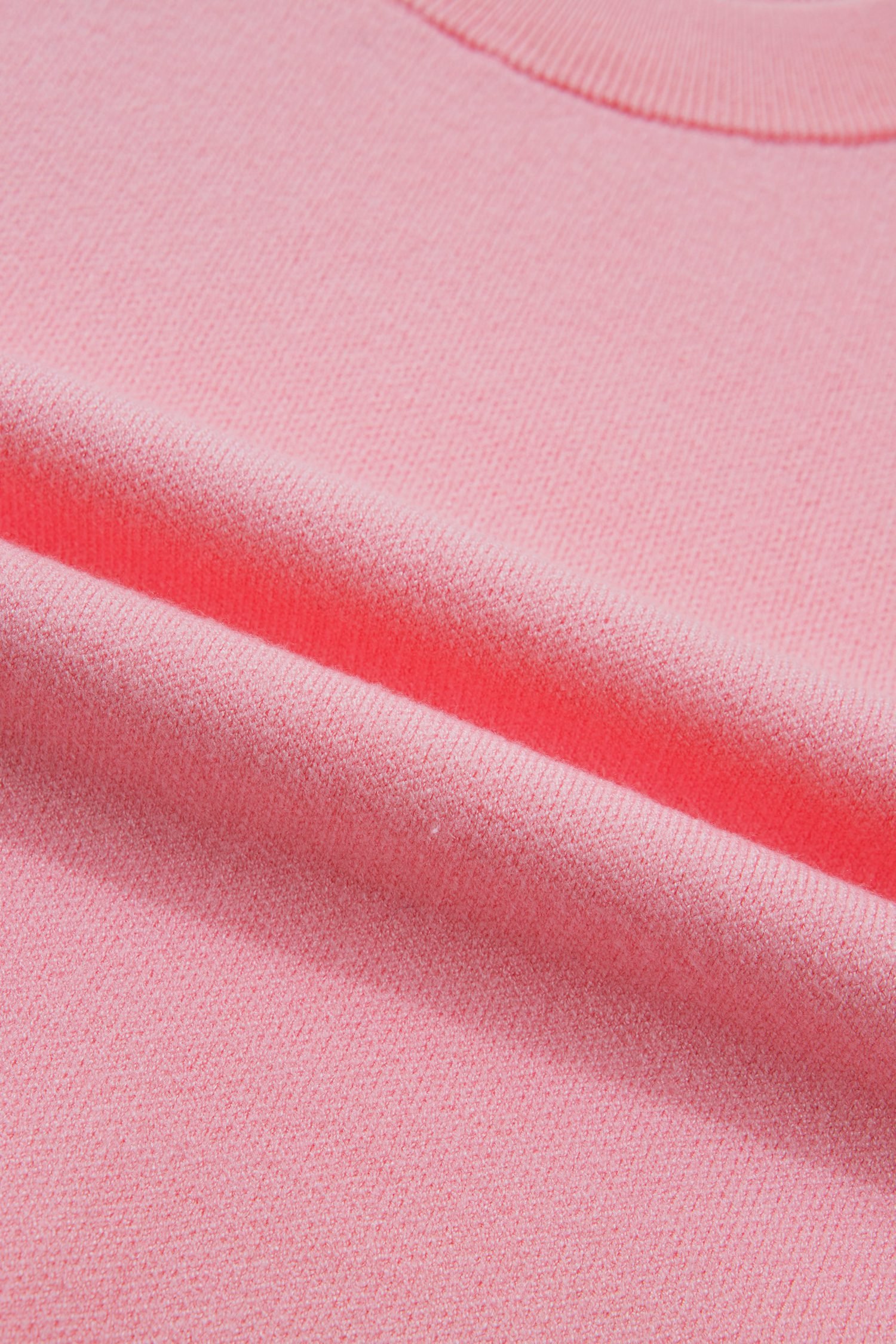 Pink Scalloped Hem 3/4 Sleeve Sweater Top