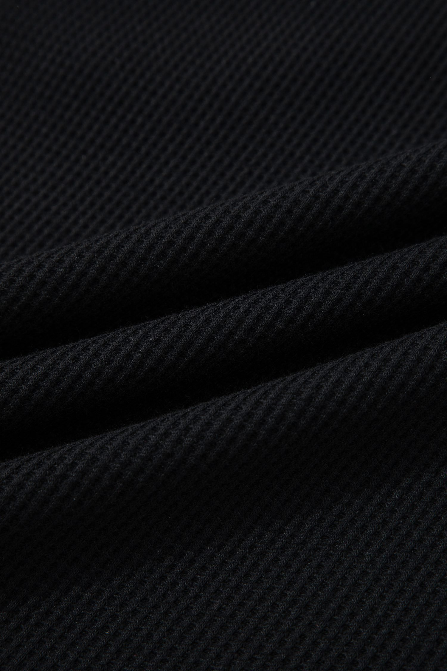 Black Plus Size Textured Contrast Denim Patchwork Button Polo Tee